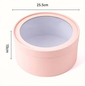 Ensemble <span class=keywords><strong>de</strong></span> boîtes cadeaux rondes en carton recyclé <span class=keywords><strong>de</strong></span> <span class=keywords><strong>couleur</strong></span> unie avec couvercles transparents en PVC, boîte à fleurs et emballage pour seau à câlins - Product Image 6