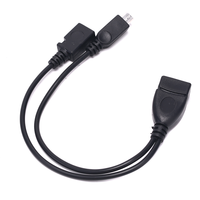 Kabel Pendek USB 20CM Mikro USB Host, Kabel OTG dengan Daya Ekstra