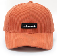 Casquette de baseball unisexe en velours côtelé à 6 panneaux, broderie personnalisée du logo, haute qualité, sangle réglable, style Dad Hat, pour sports de plein air, vente en gros