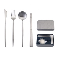 Couverts réutilisables de poche portables pliables pour voyage fourchette cuillère couteau baguettes Camping couverts argenterie ensemble
