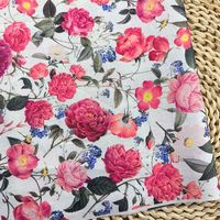 Tissu naturel tissé sur mesure, certifié Oeko-Tex, en mélange de lin/coton biologique texturé, imprimé de motifs floraux estivaux, pour vêtements d'été
