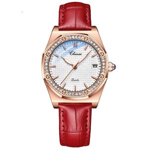 CHENXI 8248 Montre à quartz pour femme, luxe, alliage, acier inoxydable, bracelet en cuir, mode, affaires, incrustation de diamants, étanche 3BAR, 33mm - Product Image 2
