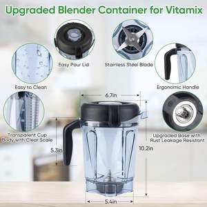 Pour <span class=keywords><strong>Vita</strong></span> --- <span class=keywords><strong>mix</strong></span> 64oz Pichet de remplacement à profil bas pour pièces de mélangeur Compatible 750 E310 - Product Image 4