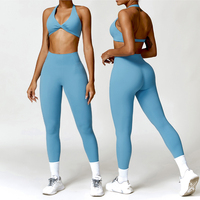 Leggings de yoga et fitness pour femmes, séchage rapide, Spandex/Nylon, taille haute, effet push-up, couleur unie, ensemble de 5 pièces personnalisé pour la gym