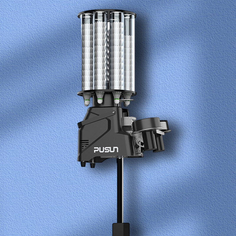 PUSUN PB-6001 Pro Badminton Shuttlecock Practice Machine Remote Adjustable Speed 20-140km/h Multi Shuttle Feeding 180+ Training