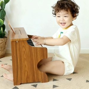 Piano à queue en bois naturel pour bébé, 37 touches, clavier de percussion pour enfants, jouet pour l'éveil musical (vente en gros) - Product Image 4