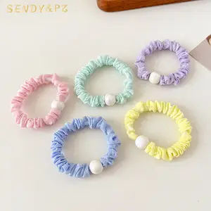 Fashion Cute Candy Color Pearls Small Hair Scrunchies Kids Girls Beads Elastic Hair Ties Rubber Bands Children Hair Accessories