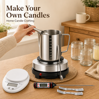 Kit de pot à cire avec cuillère de mélange, tasse graduée, balance électronique et thermomètre pour la fabrication artisanale de bougies DIY