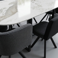 Ensemble de table à manger en bois moderne de luxe avec 7 chaises pliantes, matériau MDF écologique pour la maison et la restauration
