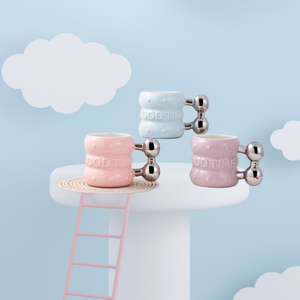 Light Luxury Silver Plated Handle 14 oz Water Milk Tea <b>Bottle</b> Ceramic Cup Beer Beverage Mug Customized Ceramic Cups - Product Image 2