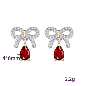 Boucles d'oreilles pendantes minimalistes en argent sterling 925 avec nœud, pierre naturelle en cristal taille poire 4*6mm, bijoux en forme de goutte d'eau, vente en gros - Product Image 6