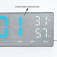 Horloge murale numérique LED grande taille avec affichage de la température et de l'humidité, en plastique, électronique, télécommande, calendrier texturé, minuteur