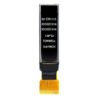 Pantalla PMOLED de Alta Resolución de 0.87 Pulgadas, Origen China, Tamaño Pequeño 128x32, Interfaz I2C, Montaje en PCB, Popular