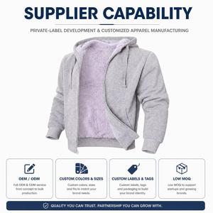 Sudadera con capucha para hombre, premium, color gris jaspeado, con forro polar y forro grueso de sherpa, corte holgado, para colecciones de ropa urbana de invierno - Product Image 3