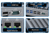 Mini PC Industrial IWILL N342F, Intel Core Quad Core, RAM DDR4, Almacenamiento SSD, Doble RS232, 8xUSB, 1xVGA, 1xDC