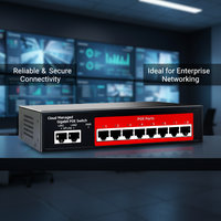 Precio de Fábrica al por Mayor, Control Remoto a Distancia, Switch Administrado en la Nube de 120w, 8 Puertos PoE, 1000mbps, Salida DC48v