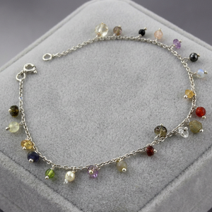 Tobillera de Plata 925 con Piedras Preciosas Naturales, Estilo Bohemio, Joyería Delicada para el Pie, de la India (Rajasthan), para Uso Diario, Unisex - Product Image 3