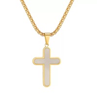 Collier unisexe de haute qualité en acier inoxydable avec pendentif croix, bijou tendance à porter avec une chaîne