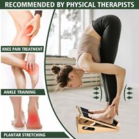 Planche inclinée en bois pour étirements des mollets, avec angles réglables, déflecteur amovible, poignée portable