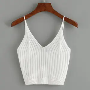 Fashion Hot New WomenのSummer Crop Top V Neck Strappy Basic Crop Top