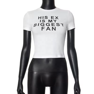 Top Corto Estivo Y2K Personalizzato per <span class=keywords><strong>Donna</strong></span>, 220 GSM Cotone, Vestibilità <span class=keywords><strong>Slim</strong></span>, Stampa 3D a Quadri con Diamanti, Patchwork Arcobaleno Bianco - Product Image 4