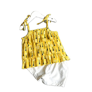 Proveedor Chino de Ropa de Moda Infantil, Bonitos Pantalones para Niñas, Conjunto de 2 Piezas con Cinturón, Ropa de Verano - Product Image 1