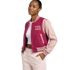 Custom <b>Women</b> PU Leather Varsity <b>Jacket</b> Letterman Baseball <b>Bomber</b> <b>Jacket</b> Vintage Embroidered Streetwear Cropped Outerwear 2026 - Product Image 3
