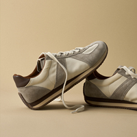 Sneakers rétro en daim respirant avec empeigne en toile, baskets de jogging vintage, chaussures de sport décontractées polyvalentes pour hommes et femmes