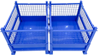 Conteneur en treillis métallique avec 4 roues, empilable, revêtement poudré, cage de stockage pour entrepôt, pour marchandises sur palette