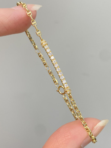 Bracelet chaîne en or véritable 18 carats AU750 avec diamants naturels pour femmes, prêt à être expédié - Product Image 2