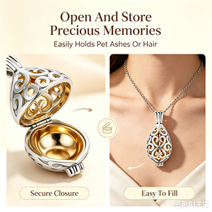Kalung Guci Kremasi Berbentuk Tetesan Air Mata Dua Warna dari Baja Tahan Karat untuk Menyimpan Abu Hewan Peliharaan atau Manusia, Liontin Kenangan Memorial. - Product Image 2