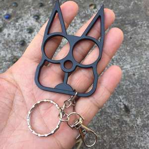 Portable Cute Cat Metal Keyring with Finger Buckle <b>Safety</b> Tool <b>Keychain</b> 2-in-1 Tool - Product Image 2