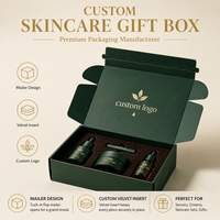 Coffret cadeau Gotop Skincare, écologique, vert forêt, avec bordure perforée festonnée et insert en velours personnalisé pour les ensembles et les cadeaux