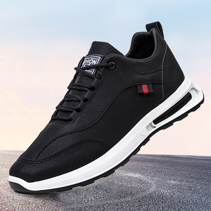Chaussures pour hommes de style sportif rétro, respirantes, antidérapantes, à lacets, augmentant la taille, en cuir véritable, chaussures de marche - Product Image 2