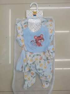 Детский хлопковый комбинезон-пижама с длинным рукавом и милым принтом, пять предметов, ODM, весна-лето, для новорожденных - Product Image 5