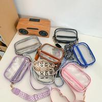 Sac bandoulière transparent en PVC personnalisé 2026, approuvé pour les stades, rose tendance, avec large sangle amovible, pliable