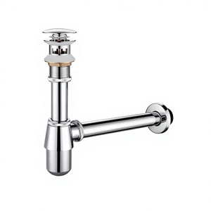 Ensemble <span class=keywords><strong>de</strong></span> <span class=keywords><strong>vidange</strong></span> <span class=keywords><strong>de</strong></span> lavabo en laiton poli pour salle <span class=keywords><strong>de</strong></span> bain, design moderne, garantie 3 ans, comprenant bonde <span class=keywords><strong>de</strong></span> <span class=keywords><strong>vidange</strong></span> en laiton et siphon bouteille - Product Image 1