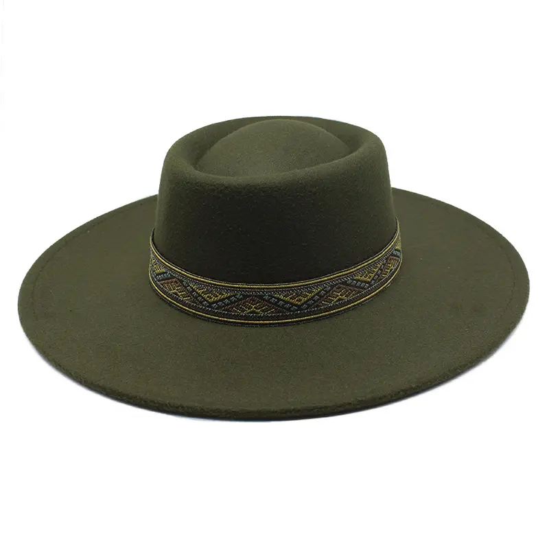 2022 New Wholesale Pro Celia Big Wide Brim Women Fedora Hat Simple Band Classic Men t with Belt Buckle Felt Panama Hat