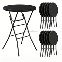 Table pliante ronde OEM de 32 pouces, modèle Rooster Tail, table portable en plastique avec structure métallique et pieds verrouillables