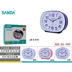 Sanda Silent Alarm <b>Clock</b> 12x10x5.5cm Black <b>White</b> Red Silver Color Options For Bedroom Use - Product Image 3