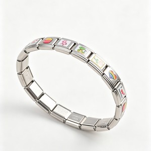Serie Cartoon Fun: Charm Modulari Italiani in Acciaio Inox Smaltato, Cuore Arcobaleno, Cibo, Animali, Charm per <span class=keywords><strong>Bracciali</strong></span> all'Ingrosso - Product Image 4
