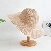 Gorras Cloche de Color sólido de ala ancha para viajes al aire libre, sombrero de Panamá de paja de papel para mujer, sombreros de paja de playa para el sol de verano para mujer en blanco