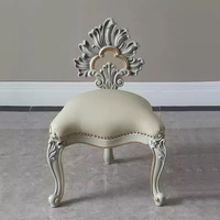 Chambre à coucher Mobilier classique Chaise de maquillage robuste de luxe Sculpture Dos en bois Dressing Chaise