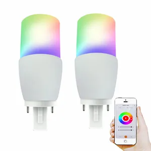 Banqcn T37 LED 스틱 전구 G24 기본 스마트 와이파이 앱 원격 제어 및 음성 제어 7W RGBW