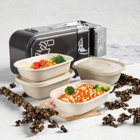 Boîte ovale rigide en papier biodégradable de qualité alimentaire avec couvercle en papier, pour sushi, nouilles, aliments pour bébés et salades, en paille de blé jetable