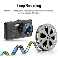 Caméra de tableau de bord 1080P Car Dvr 4.0 pouces avant et arrière double objectif Ips écran tactile Enregistreur de véhicule Dash Cam Black Box 32GB