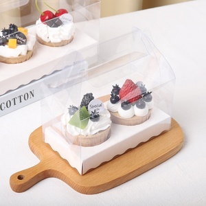 Tùy Chỉnh In Logo 2/3 Pcs Mini Bánh Dâu Tây Bánh Tráng Miệng Hộp PVC Cửa Sổ Trong Suốt Cupcake Hộp Với Xử Lý - Product Image 2