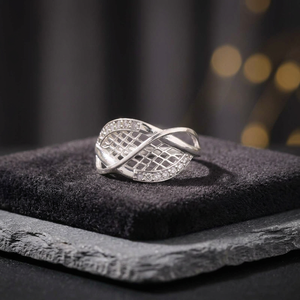 925 Sterling Silver Lattice Mesh Wave <b>Ring</b> Elegant <b>CZ</b> Cubic Zirconia Statement Band Fine Jewelry Wholesale For Women Girls Gift - Product Image 1
