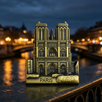 Façade de la Cathédrale Gothique Notre-Dame de Paris, Fenêtre à Vitraux, Or Antique, Souvenir, Décoration d'Intérieur, Aimant de Réfrigérateur en Alliage de Zinc