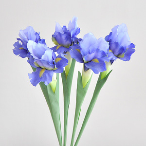 Arrangement de fleurs artificielles en soie, <span class=keywords><strong>iris</strong></span> et alstroemeria à tige unique, avec tiges en bambou – Décoration douce pour la maison et le salon, imprimées en 3D - Product Image 1